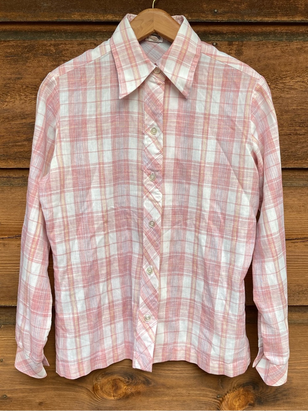 Vintage Plaid Dagger Collar Button-Down
